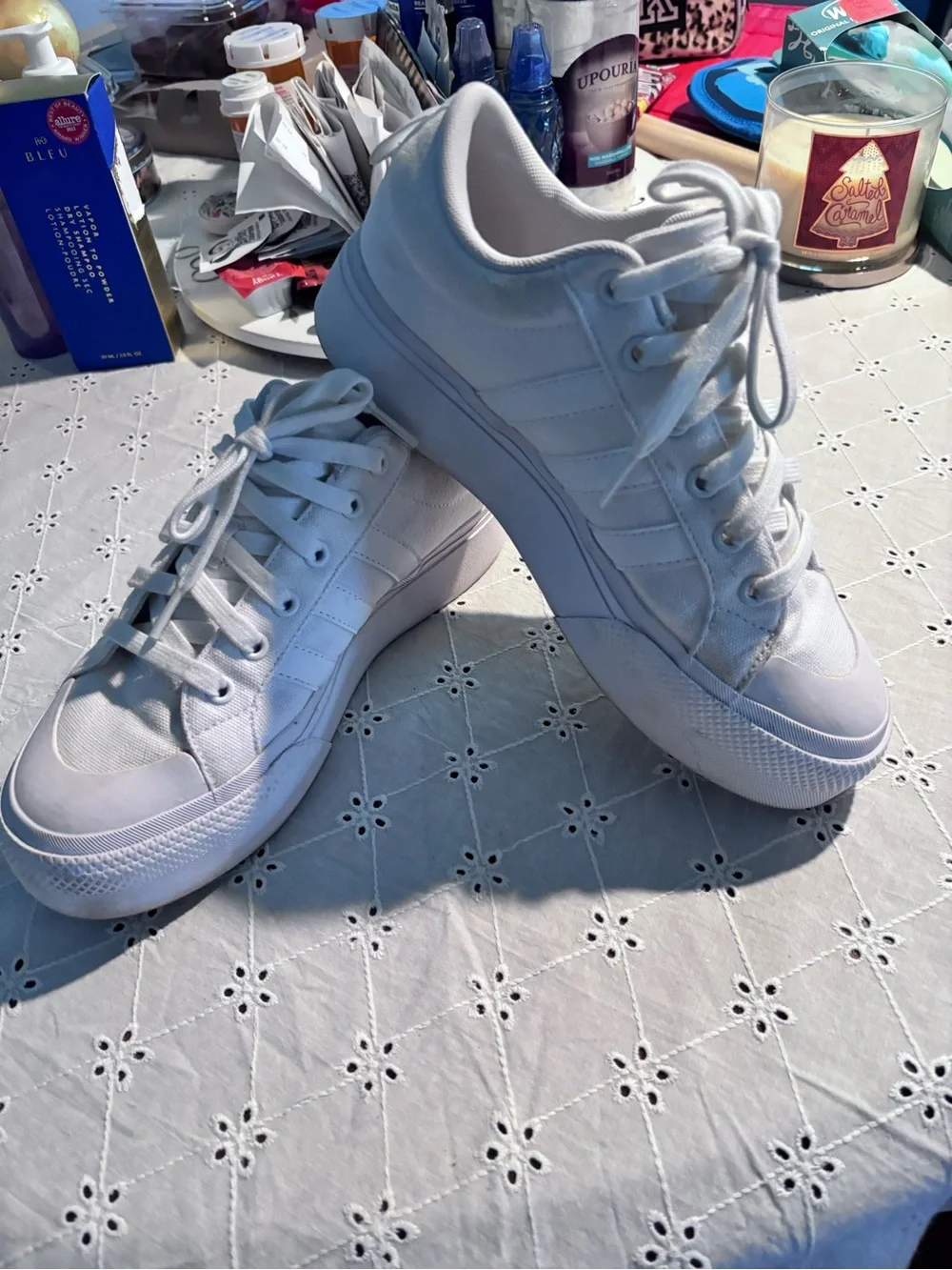 adidas White Low-Top Canvas Sneakers